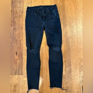 Mother jeans looker ankle fray black denim size 27